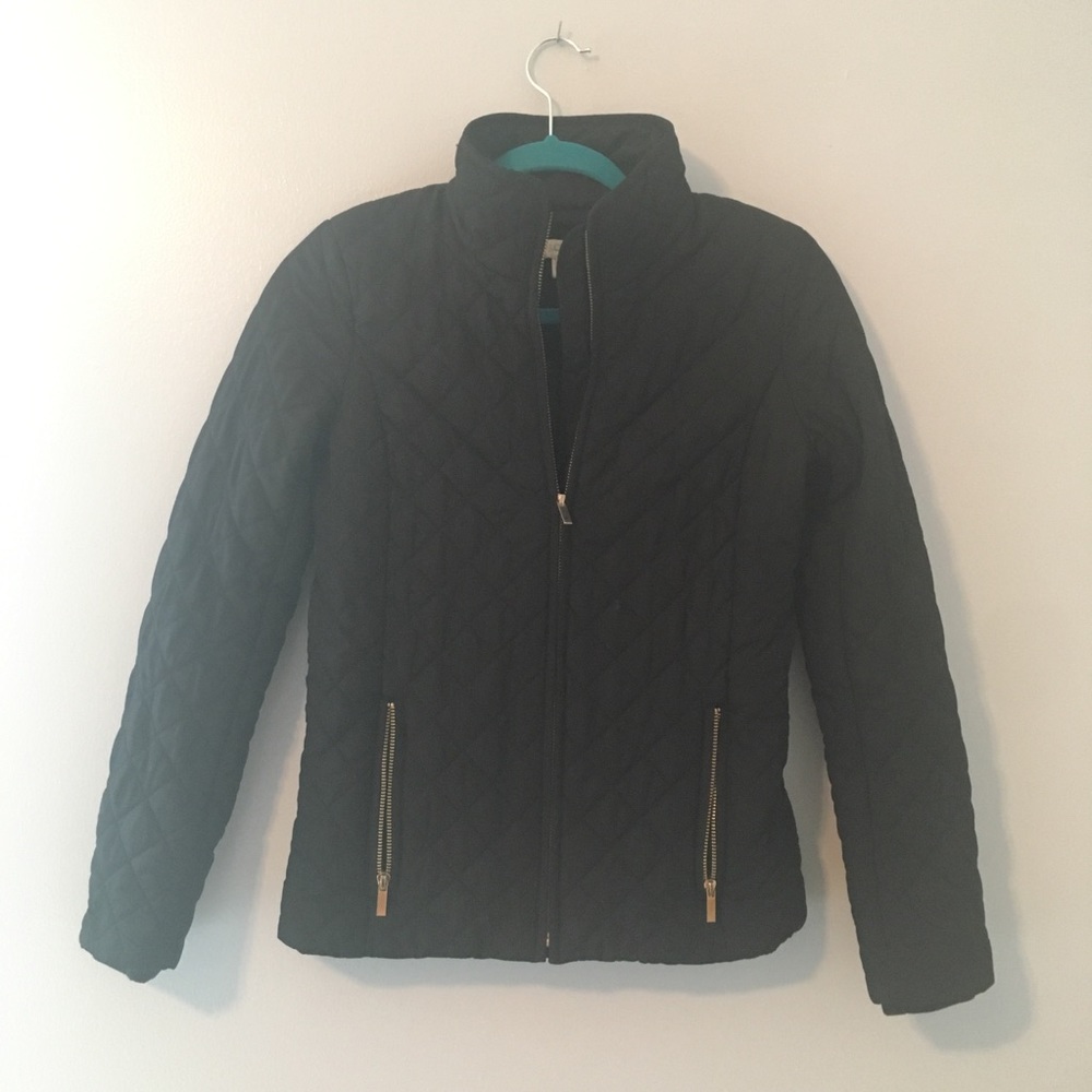 Black J Crew Quilted Jacket